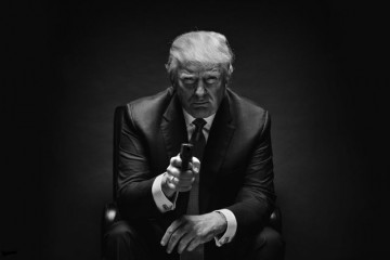 Donald Trump black shed profile with gun